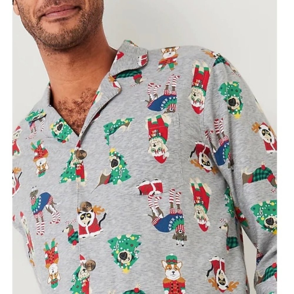 NWT L mens dogs doodles lab cats corgi family pajamas pugs christmas old navy pj - Picture 2 of 6